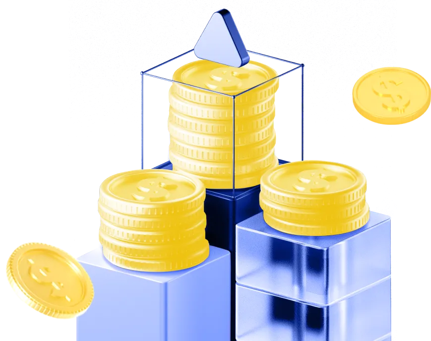 Gráfico de depósito seguro de moedas simbolizando fontes de financiamento rápidas e simples para contas de criptomoedas e forex