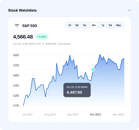 Tampilan daftar pantauan dividen untuk investor saham dan CFD